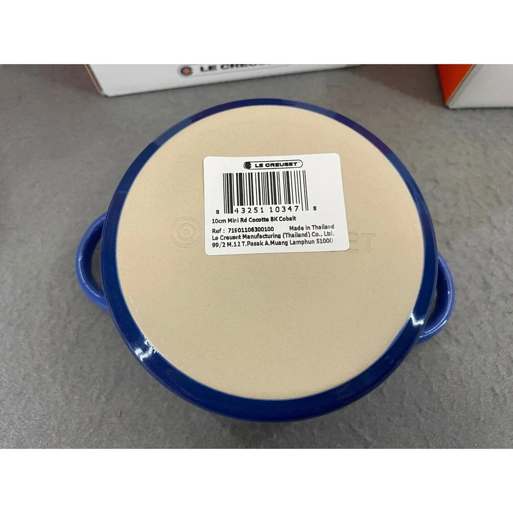 Le Creuset Set of 2 Mini Round Cocotte 8oz Cobalt Blue Stoneware PG1160-10 NEW